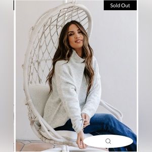 NWT Vici Cozy Fall Breeze Mock Knit Pullover Sweater-Heather Grey size Large